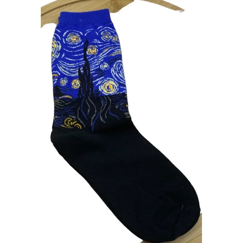 Hot‎ Sox Vincent Van Gogh Starry Night Painting Artist Series Crew Socks Adult